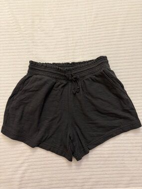 aerie Black Ribbed Drawstring Athletic Shorts